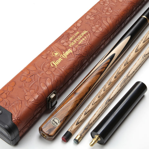 JianYing C01 Professional Billiard Cue – Luxury Set with Zebra Wood Inlay & Floral Carving, 10.3/11.5mm Tips, 145cm – Perfect for Snooker & American Pool
