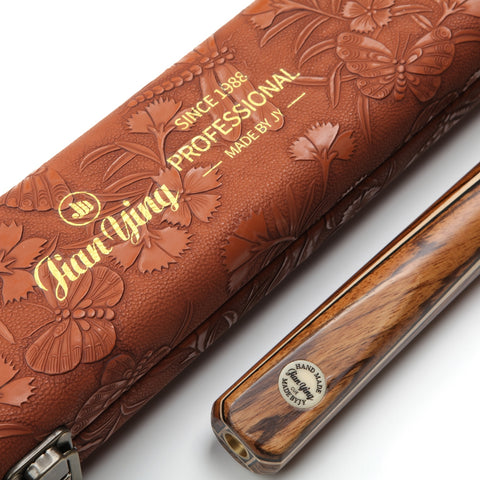 JianYing C01 Professional Billiard Cue – Luxury Set with Zebra Wood Inlay & Floral Carving, 10.3/11.5mm Tips, 145cm – Perfect for Snooker & American Pool