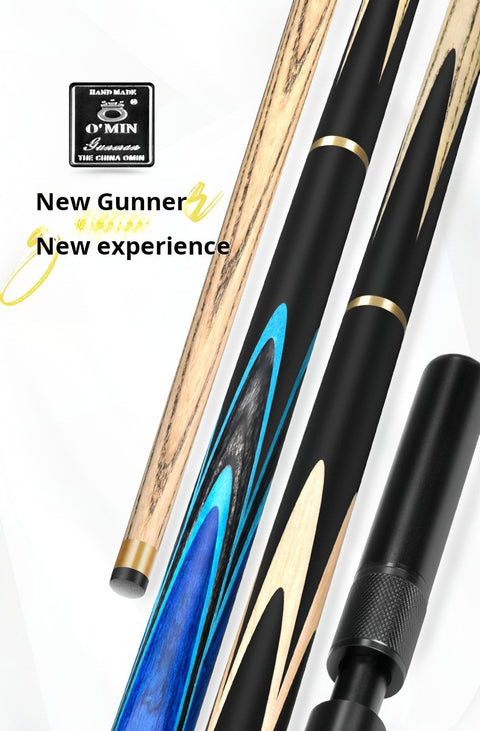 OMIN Gunman Snooker Cue – Pro Quality Stick Black & Blue Edition With Case | 9.5mm–10mm Tip | 3/4 or One Piece