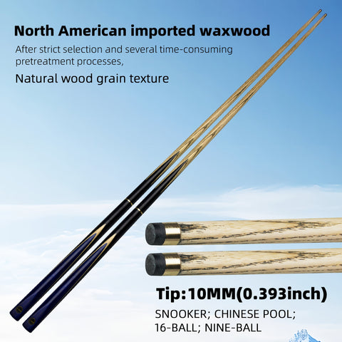 Blue Storm Professional Snooker Cue – 57'' Natural Wood & Wax Tree, 10mm Tip, Ergonomic Grip for Precision Play