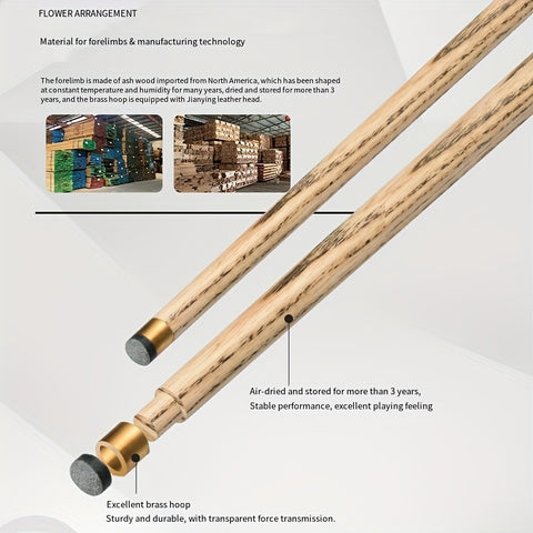 JIAN YING Professional Snooker & American Pool Cue Set – 3/4 Joint Handmade Cue, 57-Inch Length, 10.3mm Tip – Includes Case, Extender, Chalk & Spare Tip – Dual Game Use