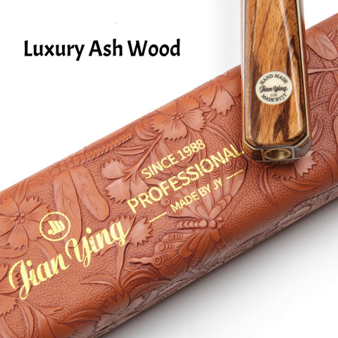 JianYing C01 Professional Billiard Cue – Luxury Set with Zebra Wood Inlay & Floral Carving, 10.3/11.5mm Tips, 145cm – Perfect for Snooker & American Pool