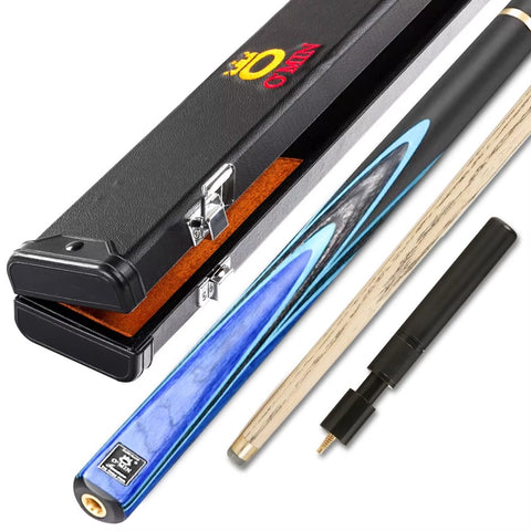 OMIN Gunman Snooker Cue – Pro Quality Stick Black & Blue Edition With Case | 9.5mm–10mm Tip | 3/4 or One Piece